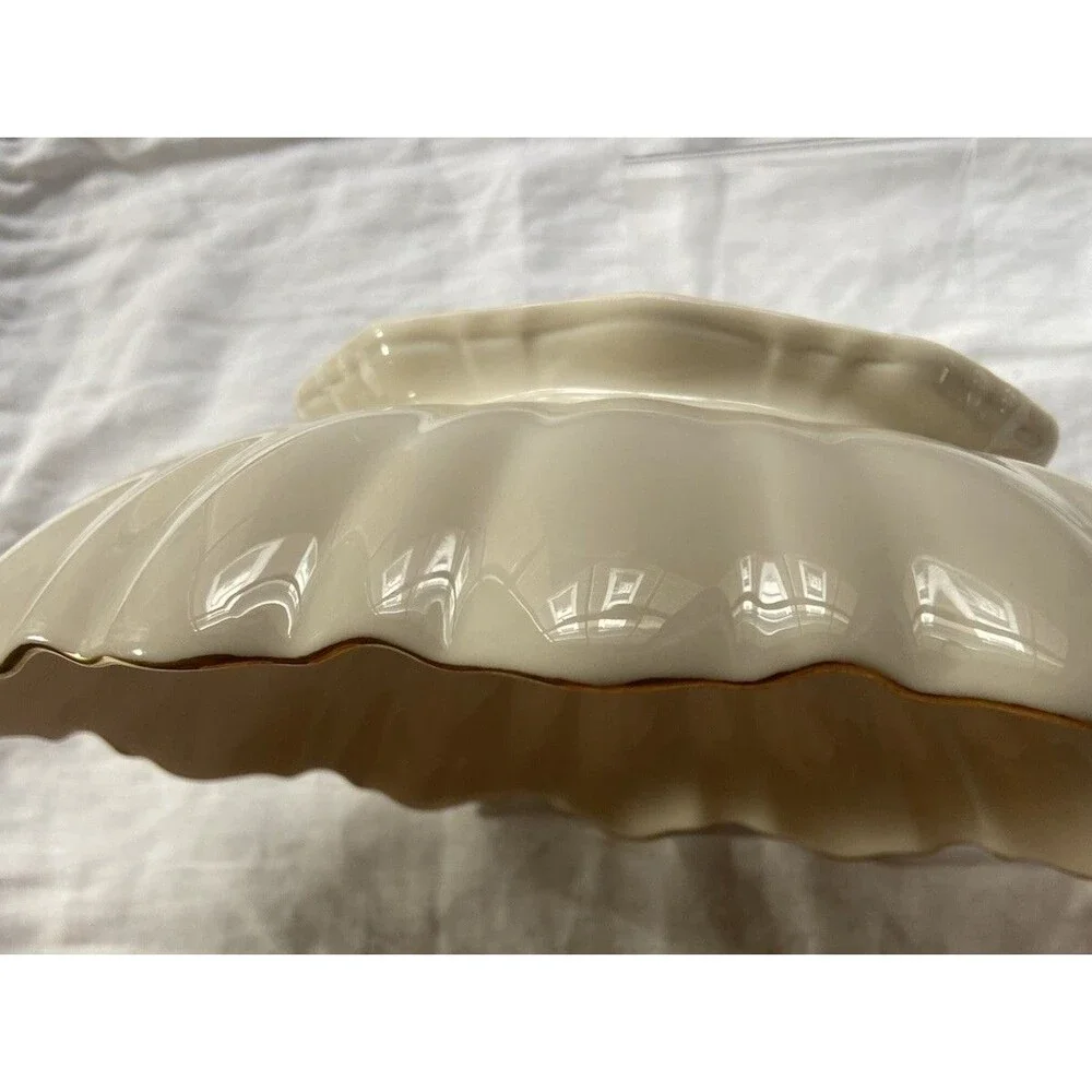 Vintage Lenox Holly And Berry Christmas Centerpiece Bowl Footed With Gold Trim